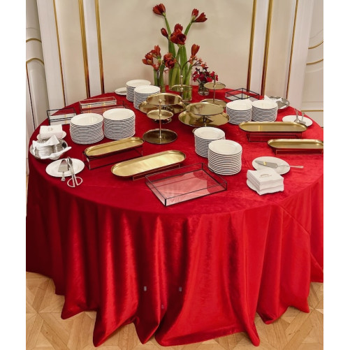 Round velvet tablecloth - red