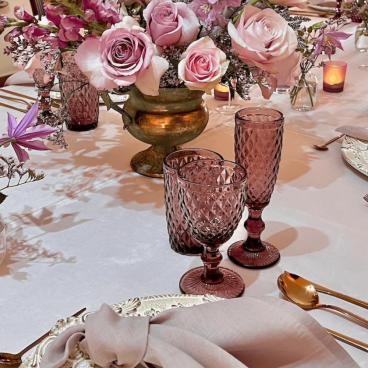 Round velvet tablecloth - powder pink
