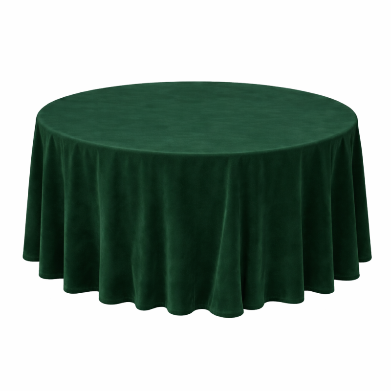 Round velvet tablecloth - emerald