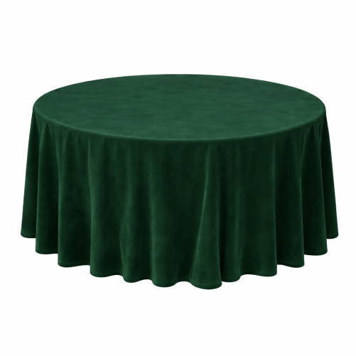 Round velvet tablecloth - emerald
