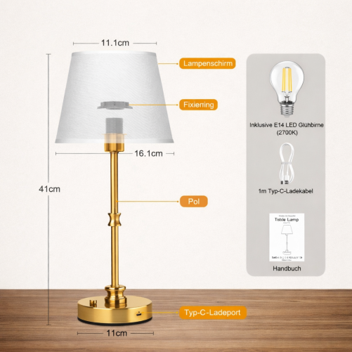 LED lamp white gold smooth