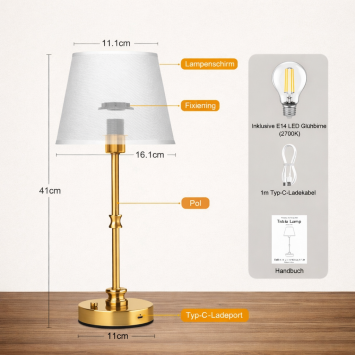 LED lamp white gold smooth