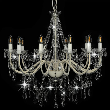 Crystal chandelier white - 8 bulbs