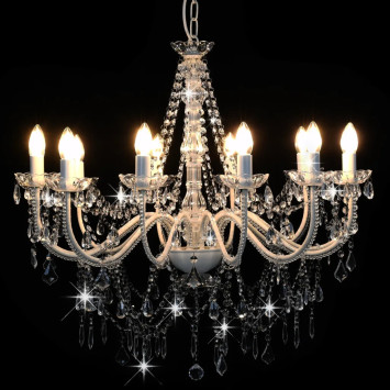 Crystal chandelier white - 8 bulbs