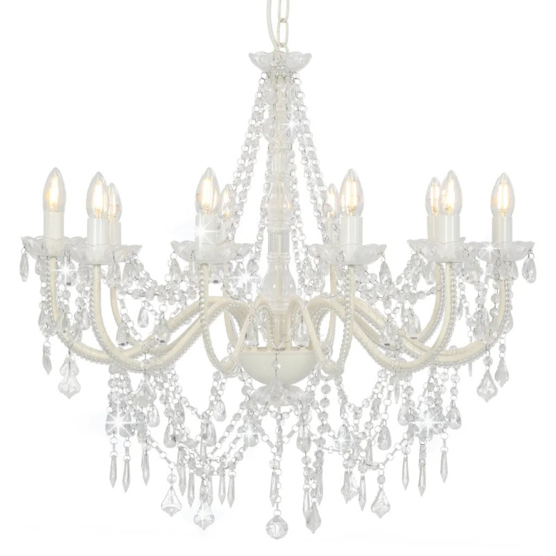 Crystal chandelier white - 8 bulbs