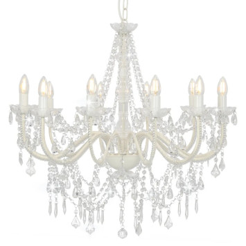 Crystal chandelier white - 8 bulbs