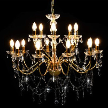 Crystal chandelier gold - 15 bulbs