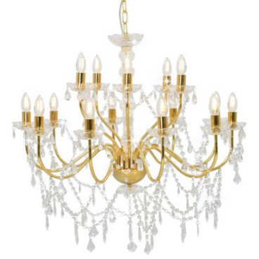 Crystal chandelier gold - 15 bulbs