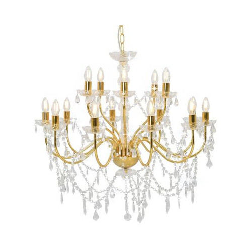 Crystal chandelier gold - 15 bulbs