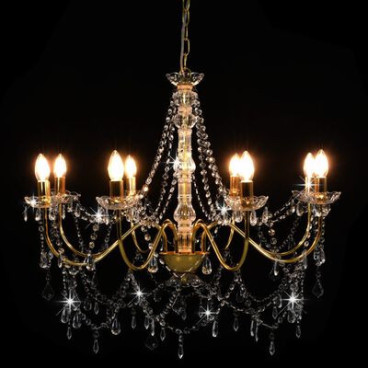 Crystal chandelier gold - 8 bulbs