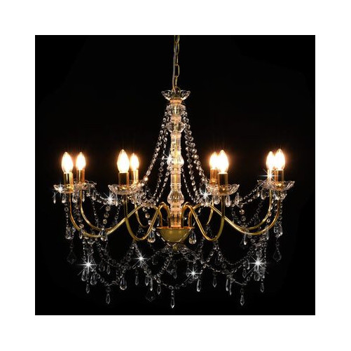 Crystal chandelier gold - 8 bulbs