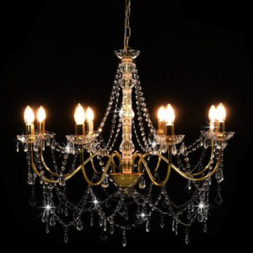 Crystal chandelier gold - 8 bulbs
