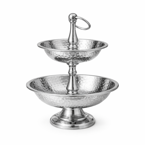 Silver 2-tiered stand