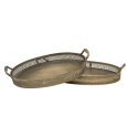 Antique Gold Oval Tray with Handles 2-set