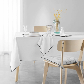 White napkin with black trim