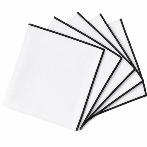 White napkin with black trim