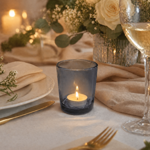 Black glass candlestick