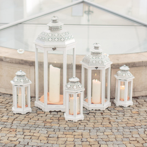 Lampáše biele - set 3 veľkosti