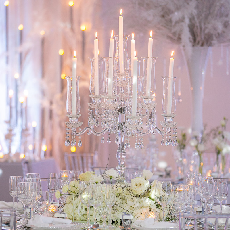 9-arm Glass candlestick with shade