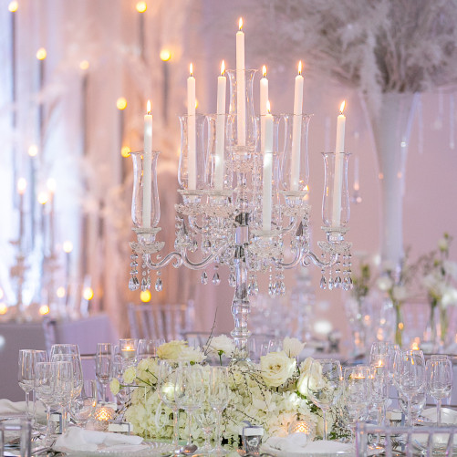 9-arm Glass candlestick with shade