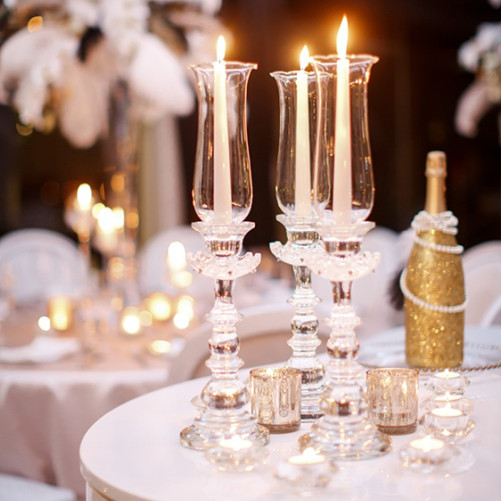 Glass candlestick with shade