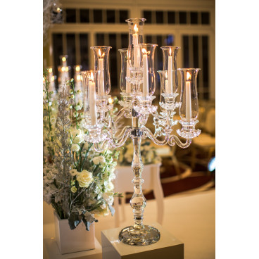 9-arm Glass candlestick with shade