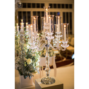 9-arm Glass candlestick with shade