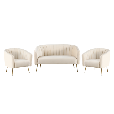 2-seater sofa, beige velvet