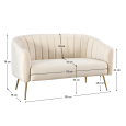 2-seater sofa, beige velvet