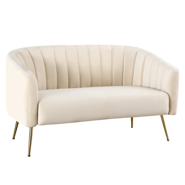 2-seater sofa, beige velvet
