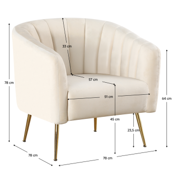 Beige velvet armchair