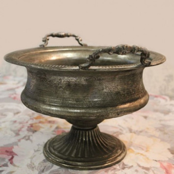 Antique silver container with handles