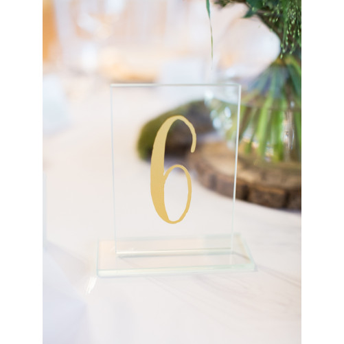 Glass number board - gold
