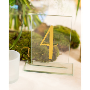 Glass number board - gold