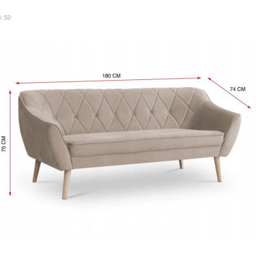 3-seater sofa beige