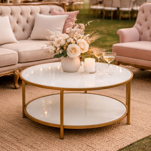 Coffee table white-gold Ø60cm